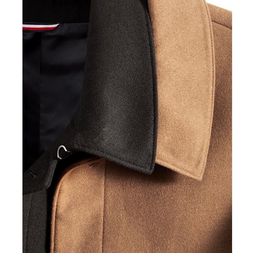 $395 NEW TOMMY HILFIGER Mens 44L Black Soft Modern Fit 38" Long OverCoat Jacket - Picture 7 of 7